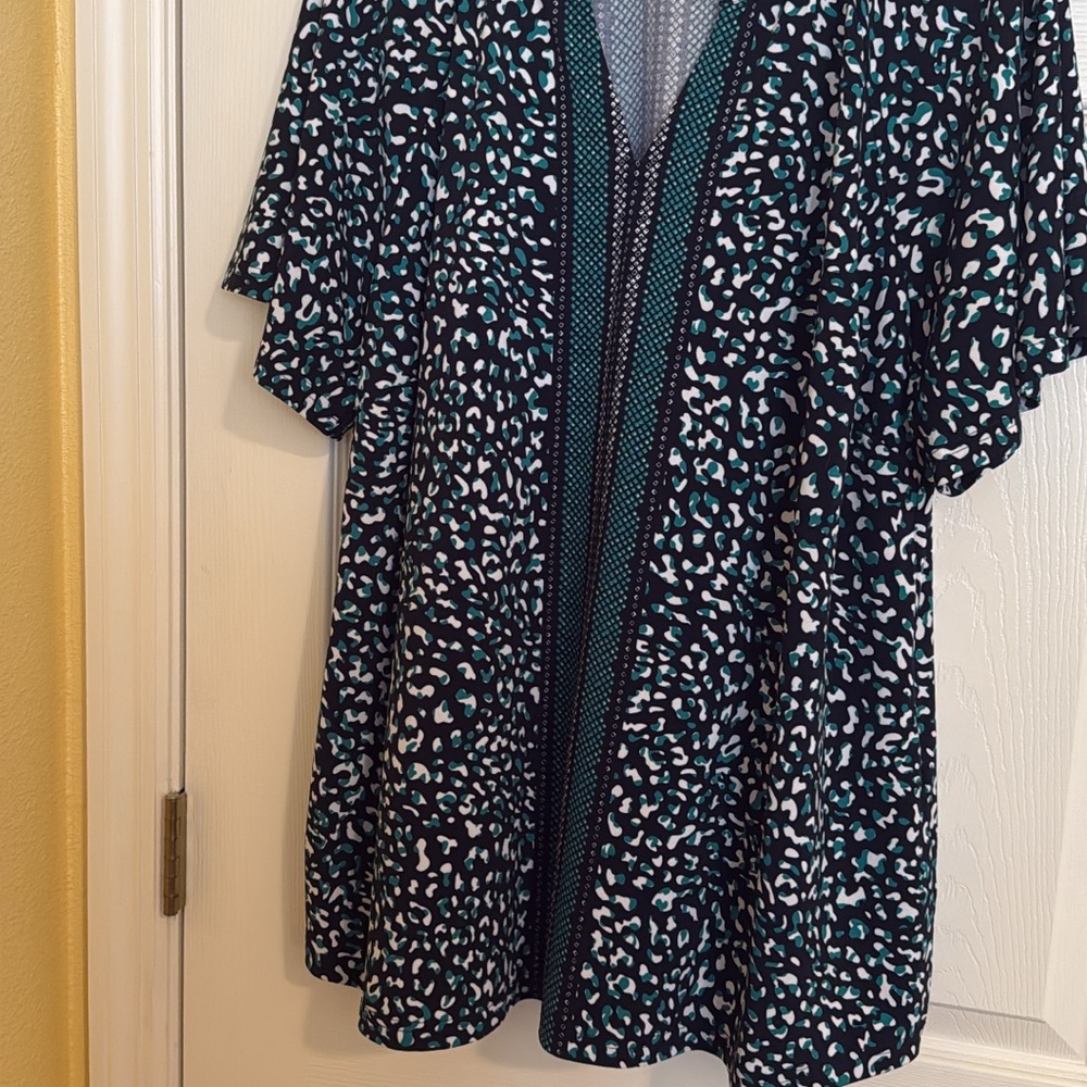 Black and Teal Animal Print top